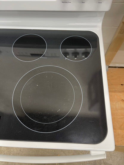 GE  JB750DJWW
30 Inch Freestanding Electric Range with True Convection, Fast Preheat, Power Boil, Warming Zone, Steam Self-Clean and 5 Smoothtop Elements 5.3 cu. ft. Oven: White
