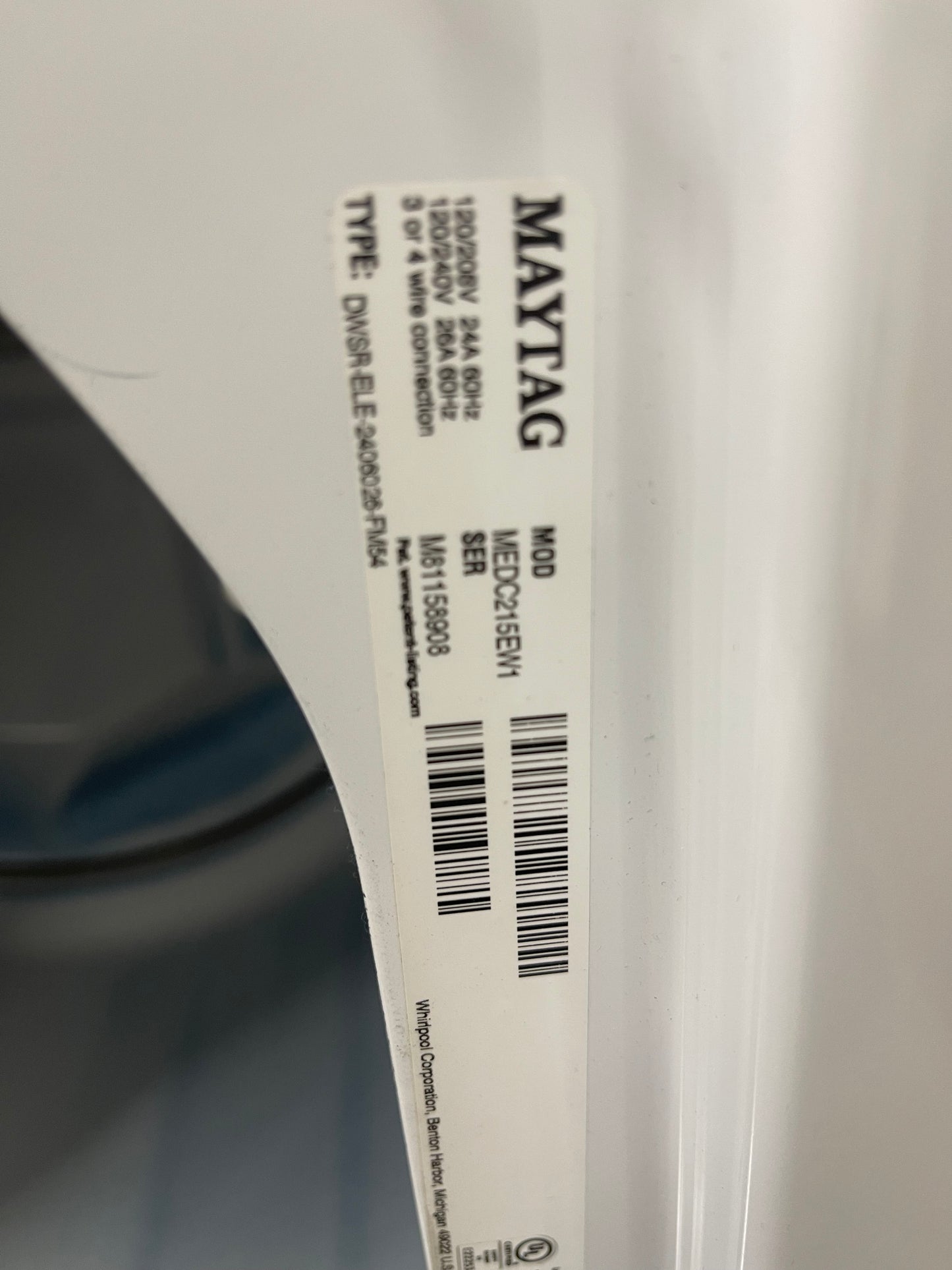 7.0 Cu. Ft. Large Capacity Dryer with Wrinkle Control -Model: 

MEDC215EW