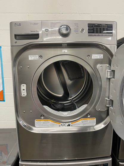 LG Mega Capacity Front Load Washer and Electric Dryer Set in Graphite Steel