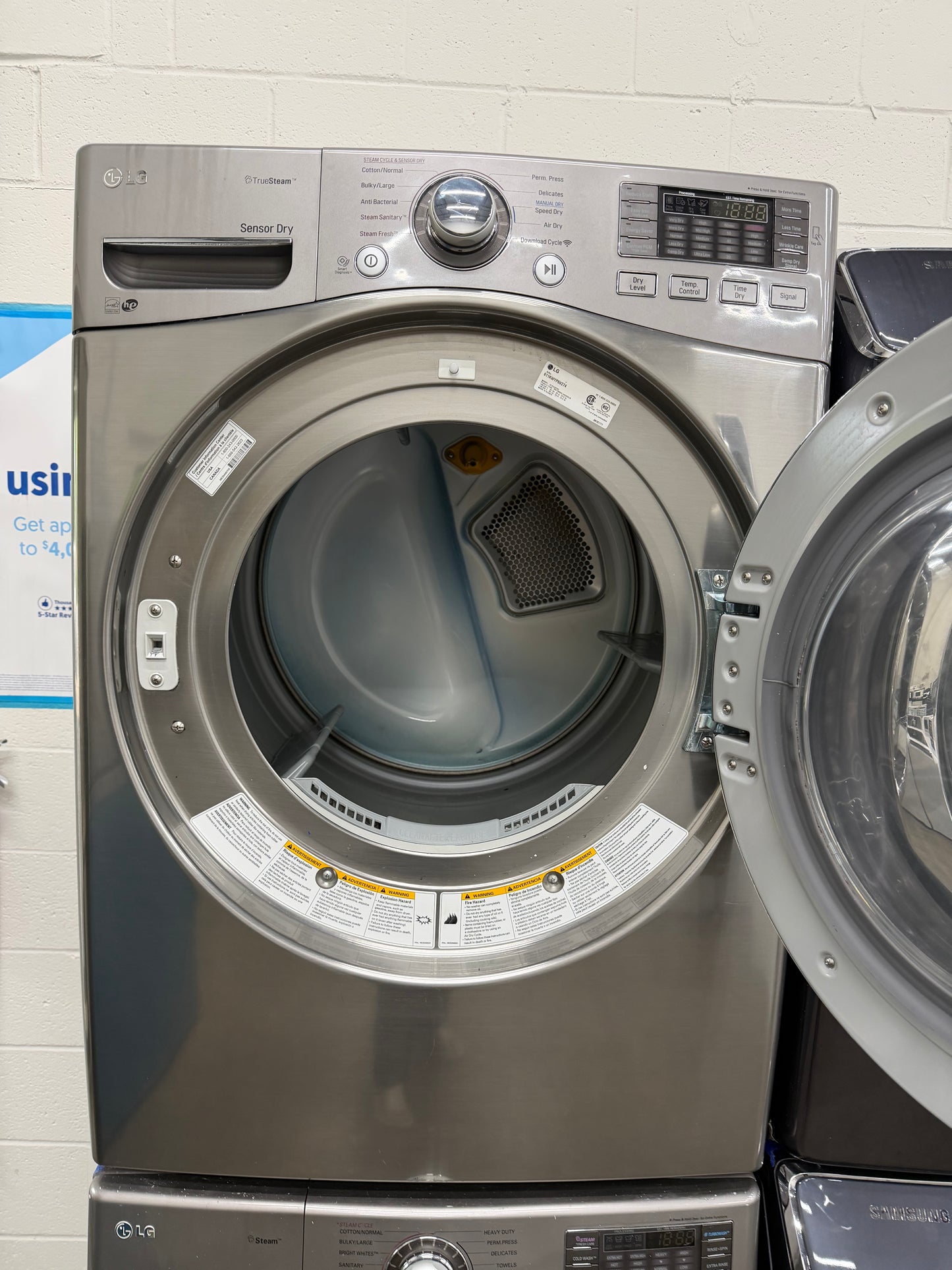 LG  WM3470HVA
27 Inch 4.3 cu. ft. Front Load Washer and LG DLEX3370V
27 Inch Electric Dryer 7.4 cu. ft
