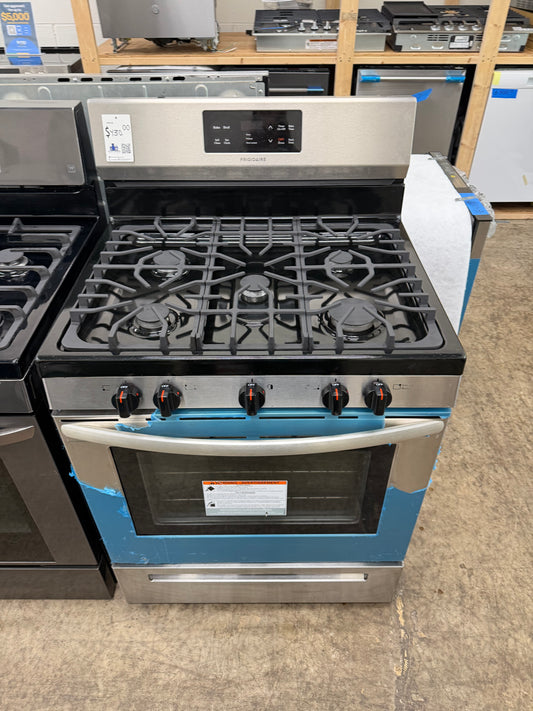 Frigidaire 30-in 5 Burners 5-cu ft Self Cleaning Gas Range in Stainless Steel-Model #FFGF3054TS