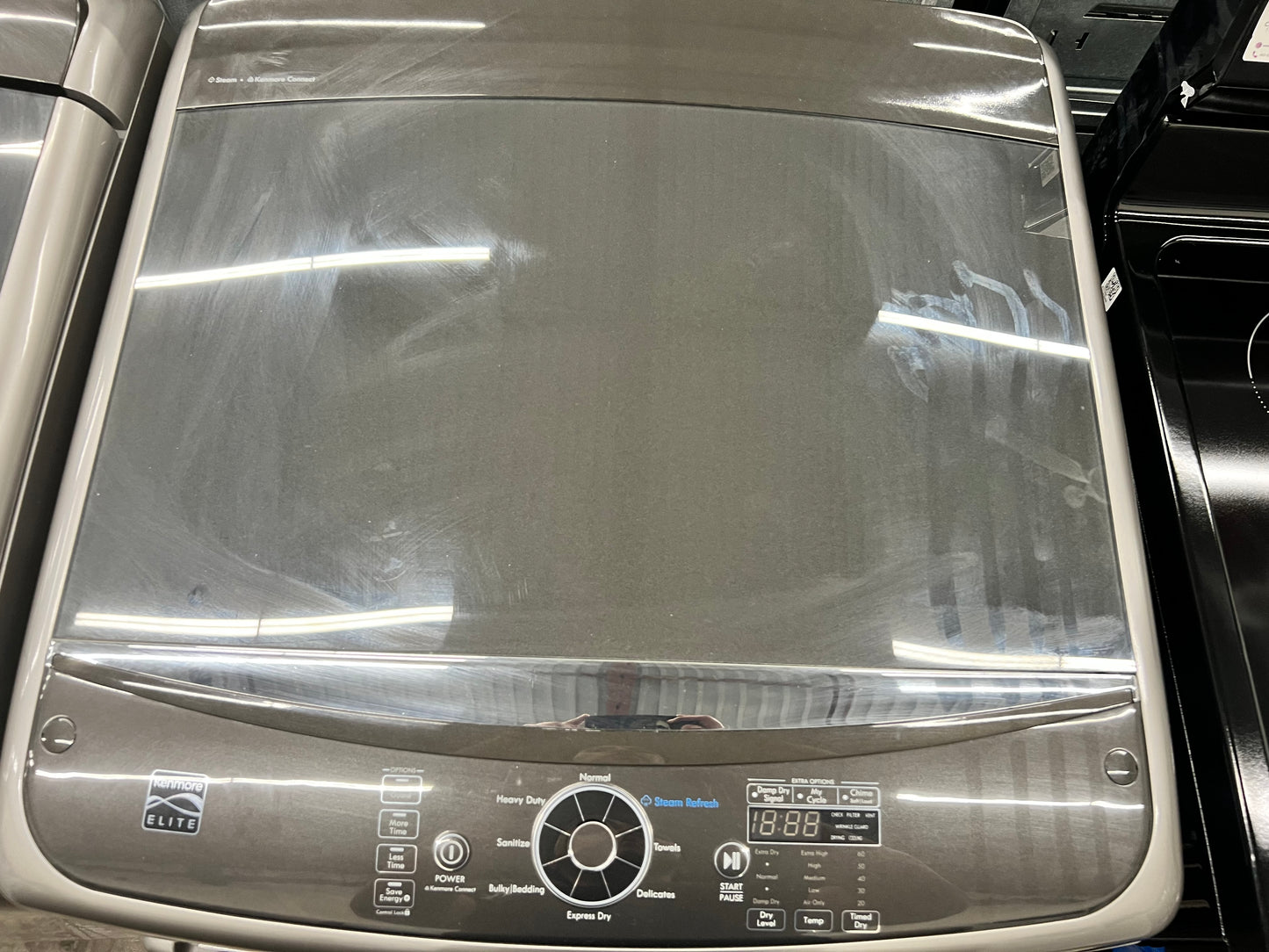 Kenmore Elite Top-Load 5.2 Cu. Ft. Washer and 7.3 Cu. Ft. Electric Dryer Set in Metallic Silver
