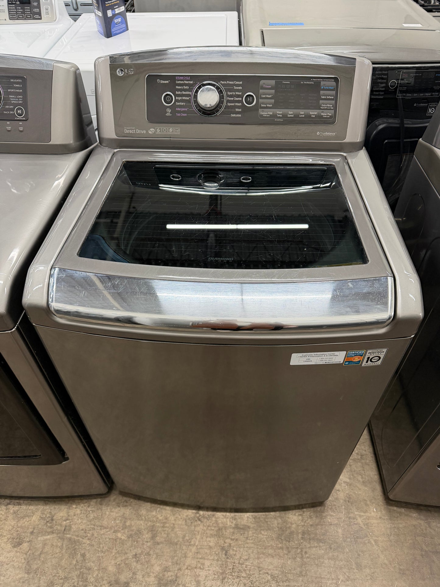 LG Top Load 5.5 Cu. Ft. Washer and 7.3 Cu. Ft. Electric Dryer Set in Black Stainless Steel